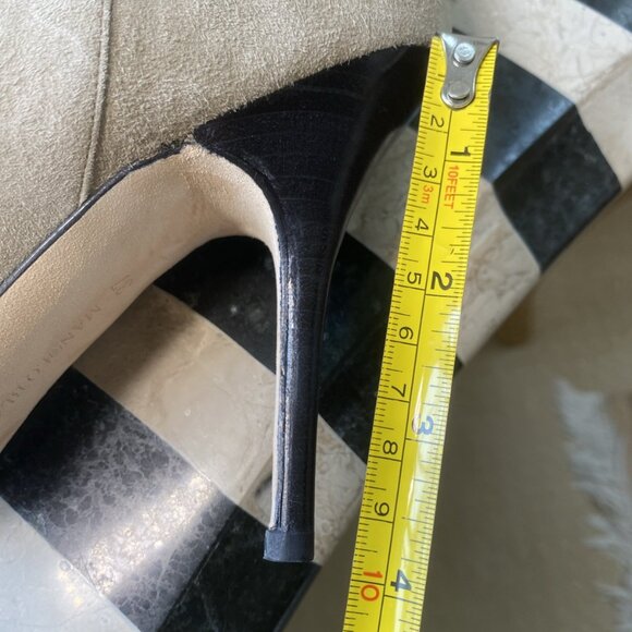 MANOLO BLAHNIK Suede Fringe Western Boots Heels - Picture 5 of 16